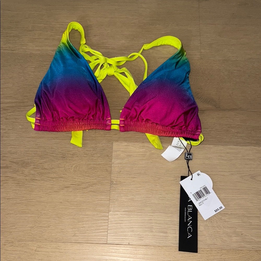 La blanca rainbow multi color bikini top size US 8/ medium swimsuit swim top